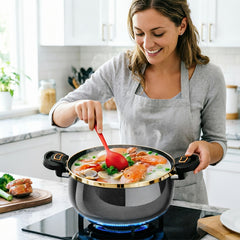 Modern 7L Micro-Pressure Soup Pot - 27cm Non-Stick Stewing Casserole, Includes Spoon, Safe for Induction & Gas Cooking